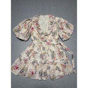 Bishop Street Apparel by Cody Eyelet Mini Dress Floral Tiered Cotton Sz M NWT